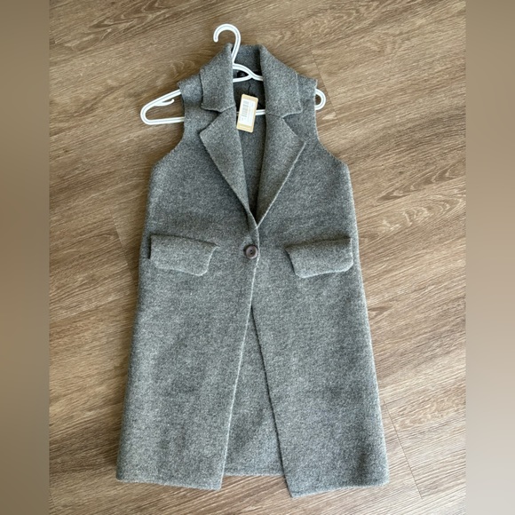 Veronique Knit Vest w/ Button | Dark Grey - Never Worn - Picture 2 of 5